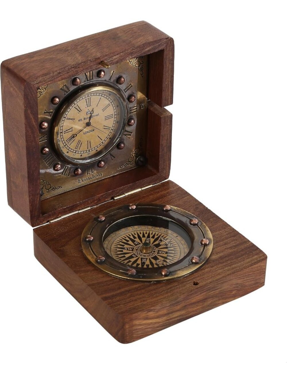 Men's Brown Analog Handmade Brass Sundial Authentic Vintage Maritime Compass